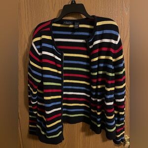 Vintage Crazy Horse By Liz Claiborne Multi-Color Striped Zip Up Sweater